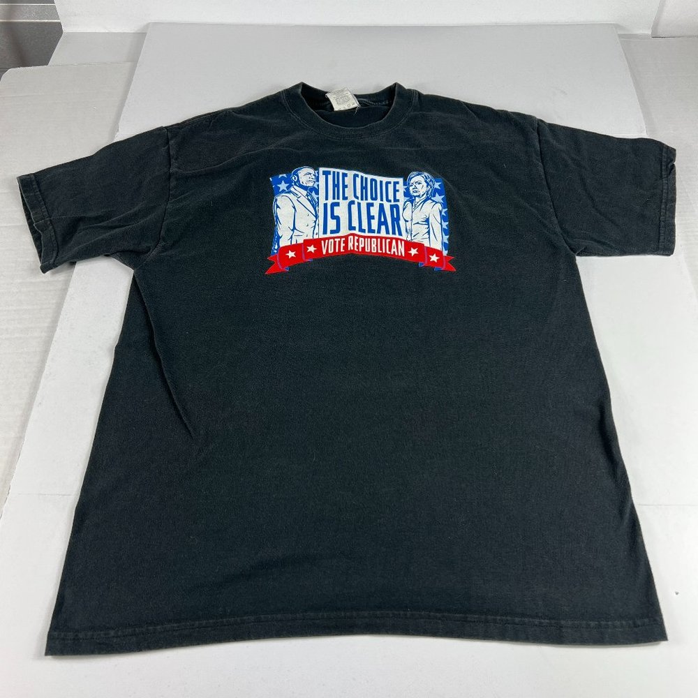 Choice Is Clear Vote Republican Obama Hillary Shirt Fits Medium Black Tee Tag L
